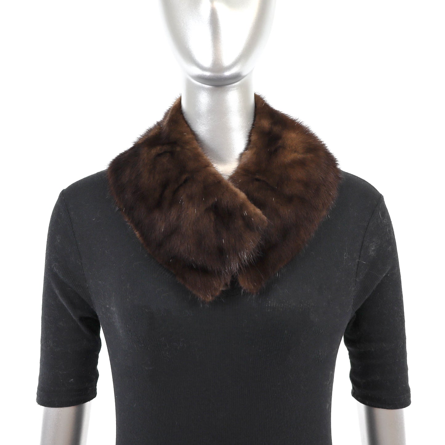 Mahogany Mink Corded Jacket with Mink Collar- Size L