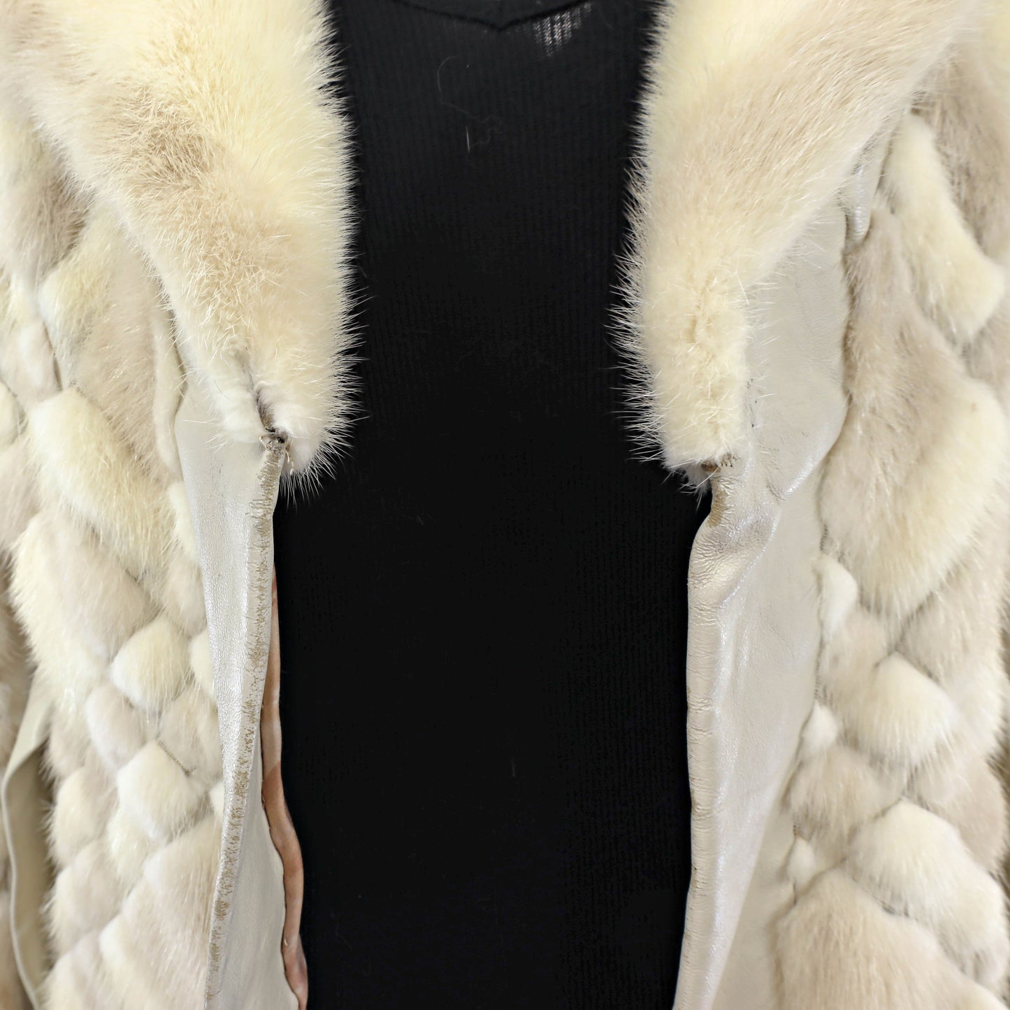 Ivory Mink and Leather Jacket- Size S