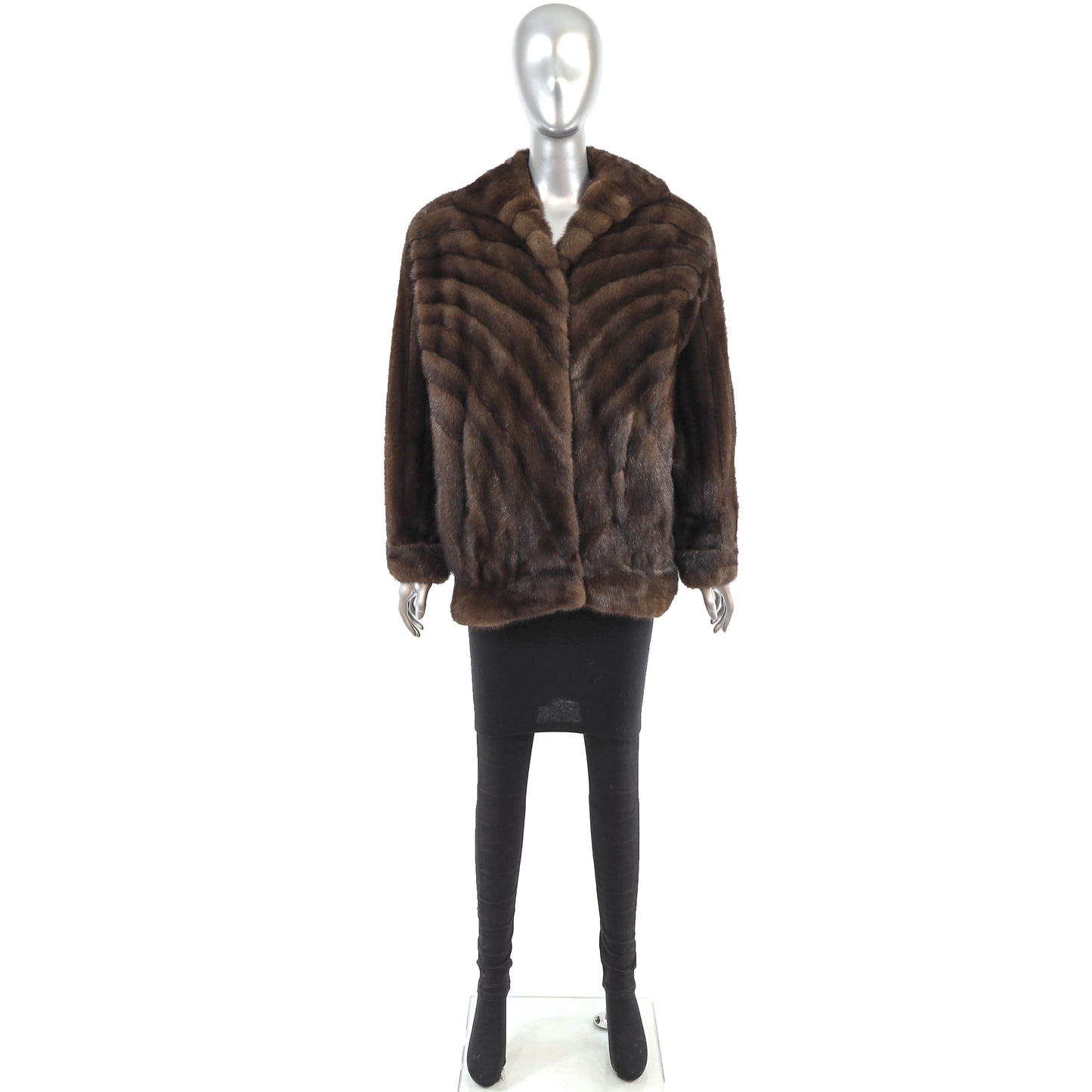 Mahogany Directional Mink Jacket- Size M