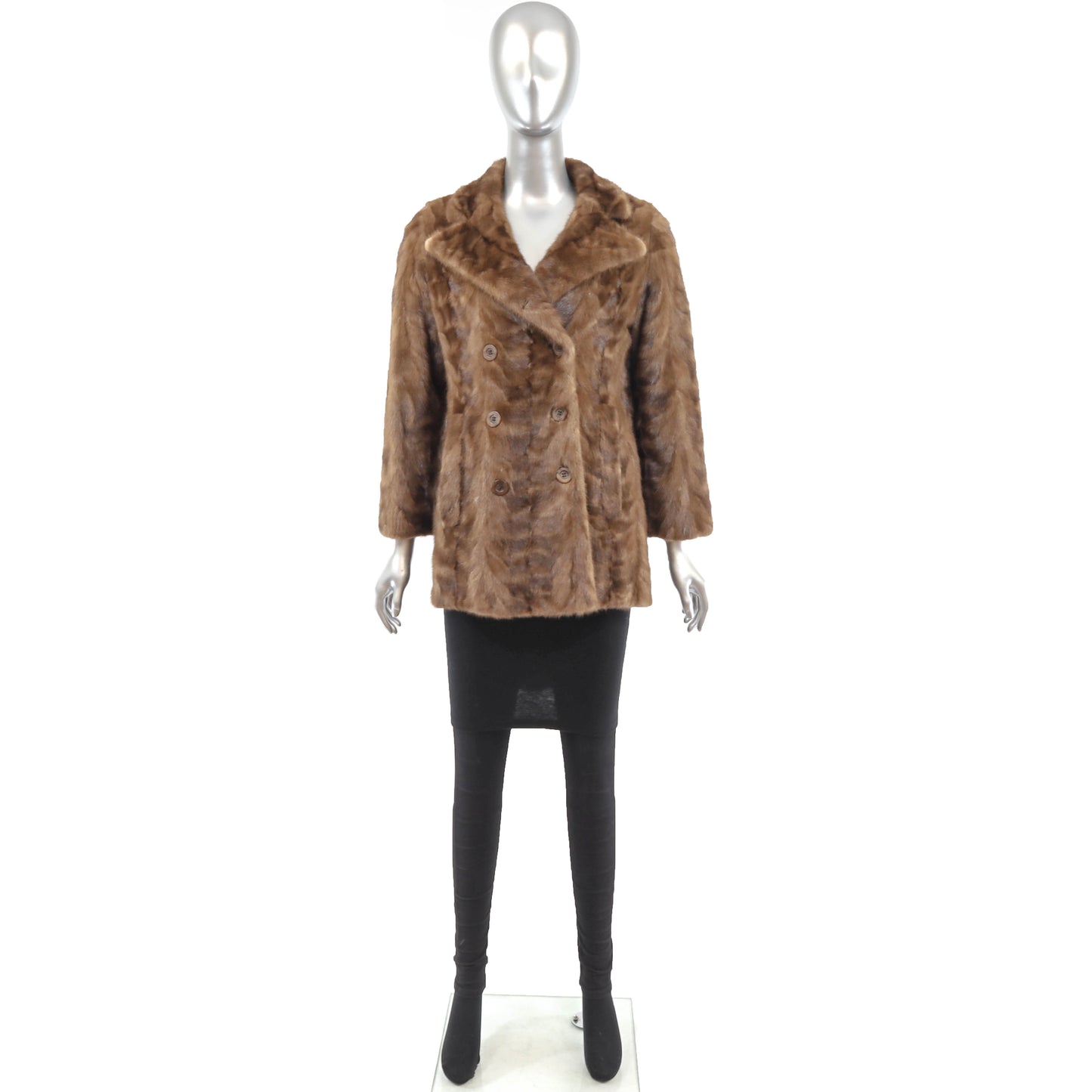 Light Brown Section Mink Jacket- Size XS