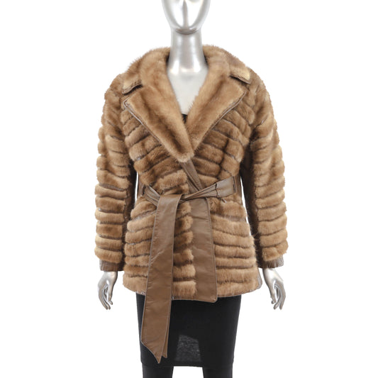Light Brown Mink and Leather Jacket- Size S