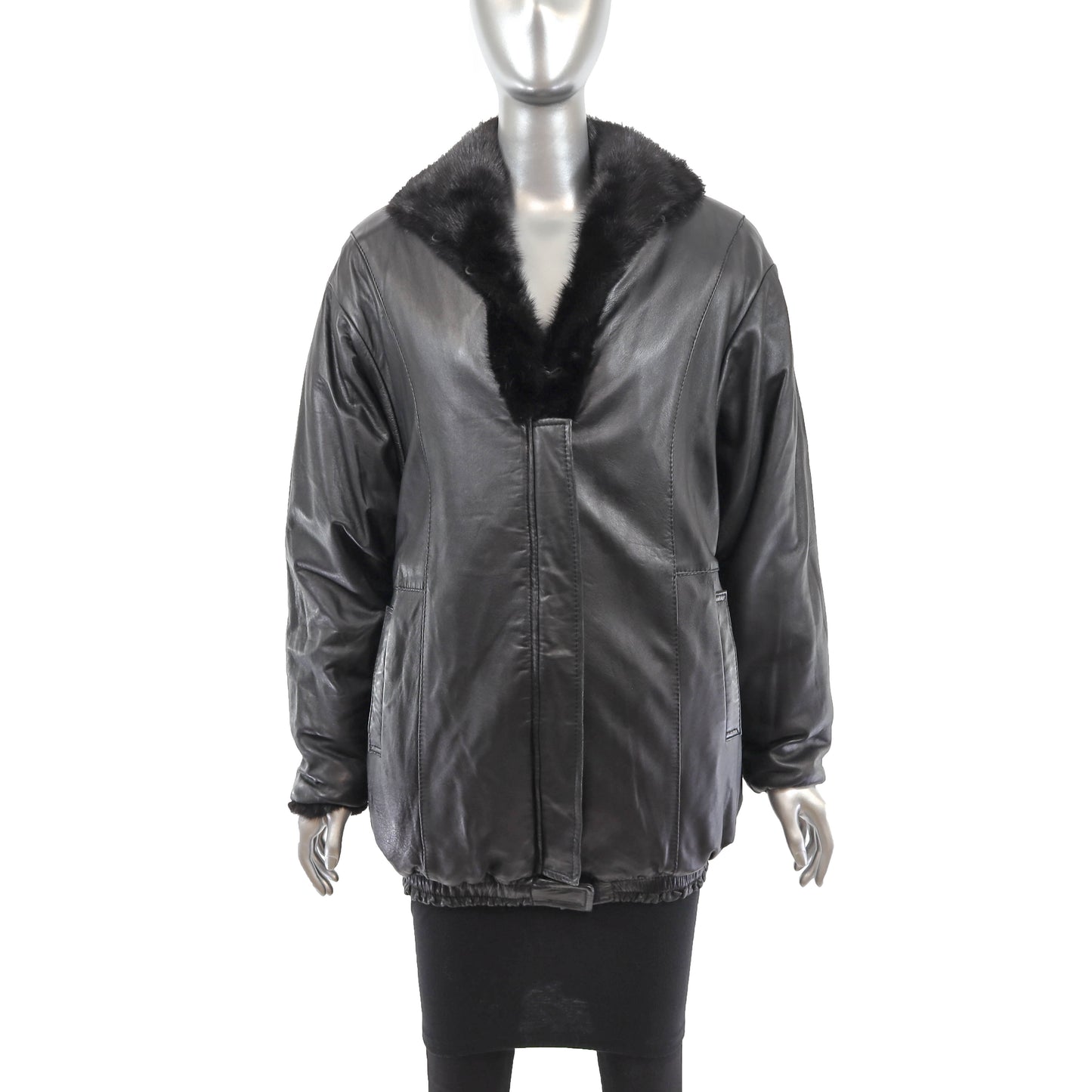 Black Mink Jacket Reversible to Leather- Size M