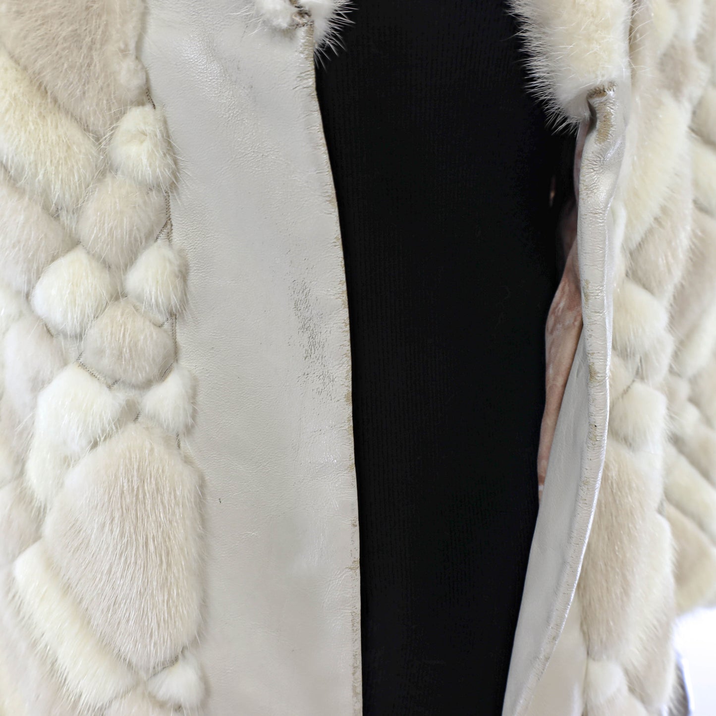 Ivory Mink and Leather Jacket- Size S