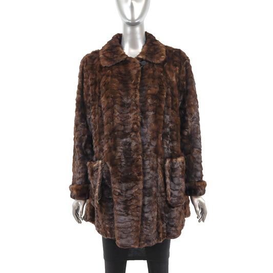 Brown Section Mink Jacket- Size XL