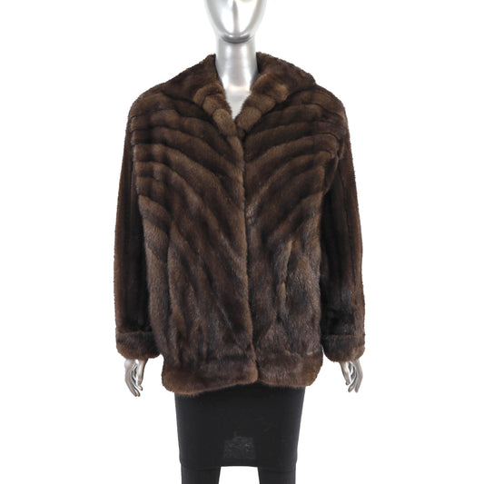 Mahogany Directional Mink Jacket- Size M