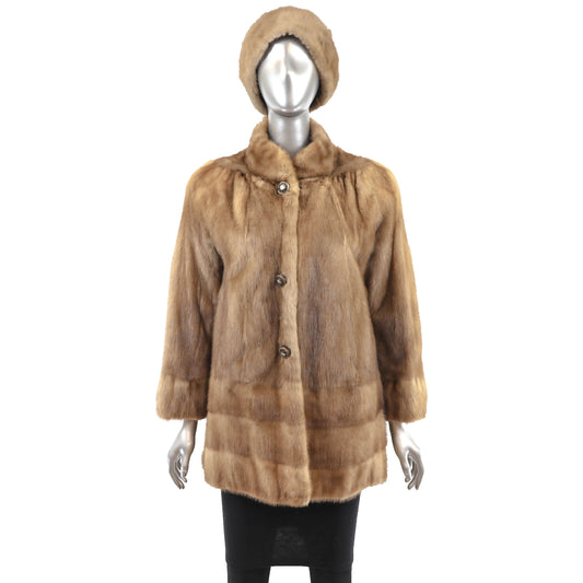 Autumn Haze Mink Jacket with Matching Hat- Size L