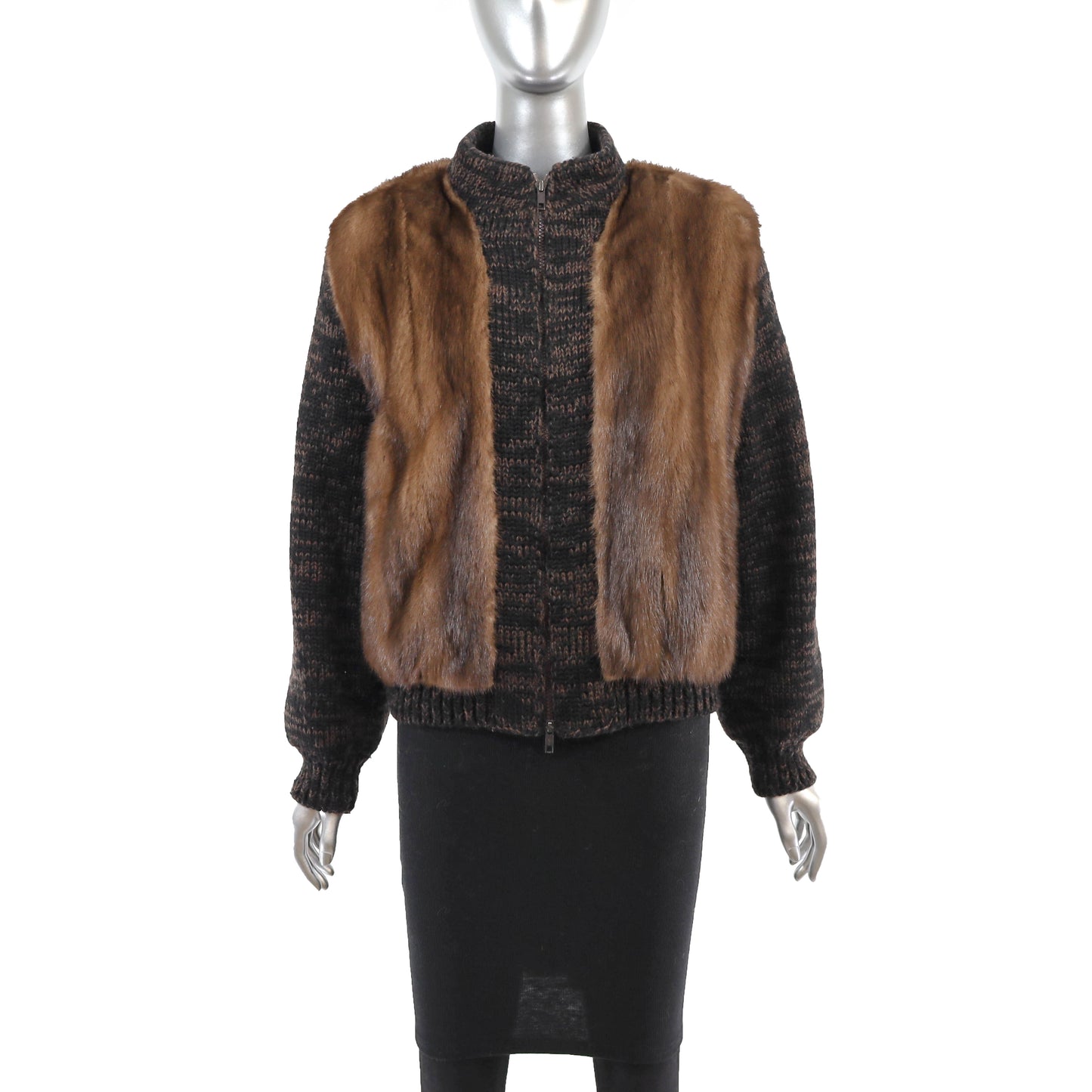 Lunaraine Mink Jacket with Knitted Sleeves- Size S