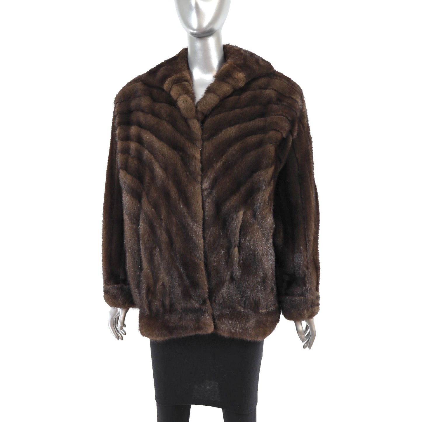 Mahogany Directional Mink Jacket- Size M