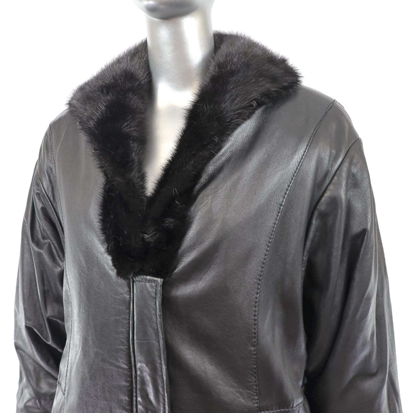 Black Mink Jacket Reversible to Leather- Size M