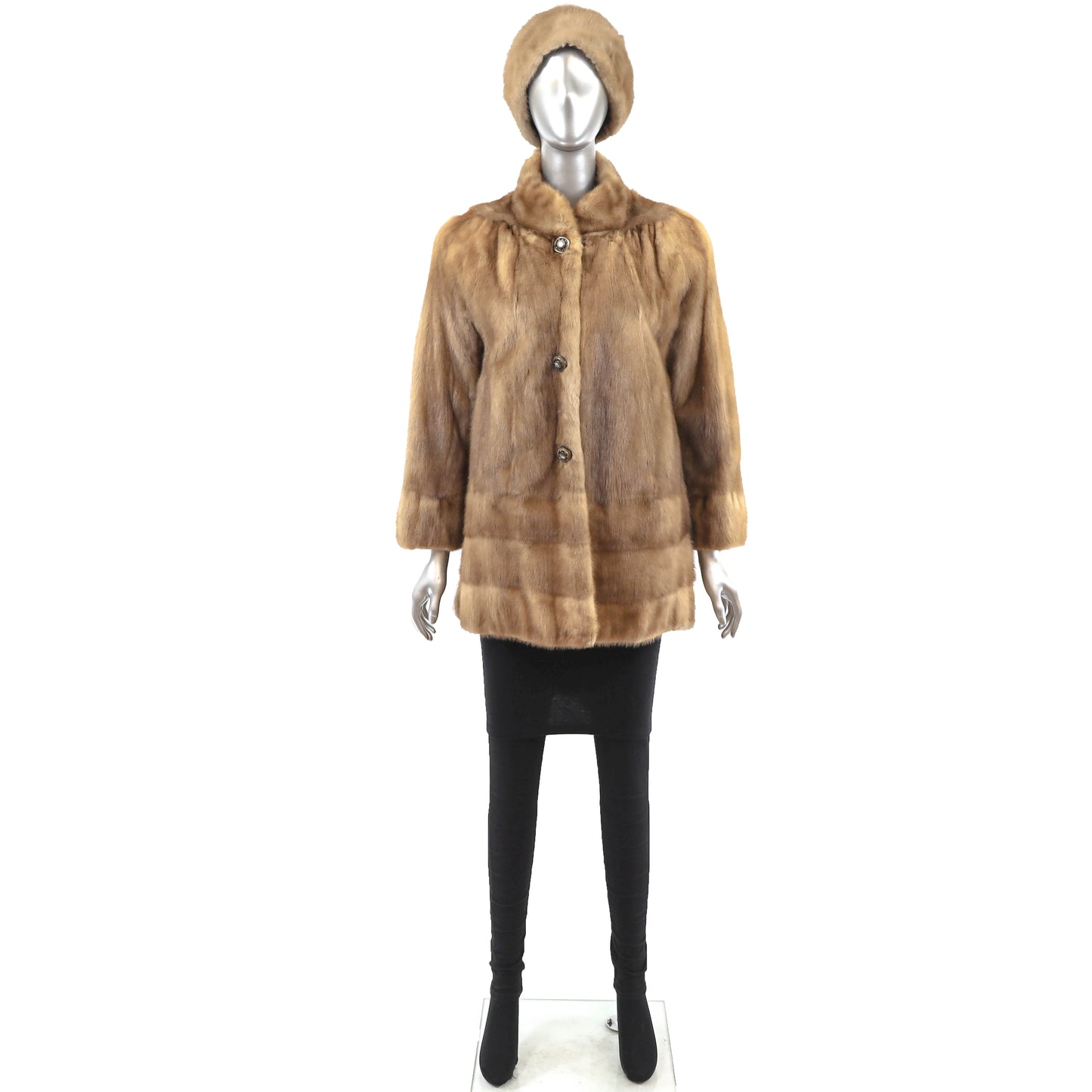 Autumn Haze Mink Jacket with Matching Hat- Size L