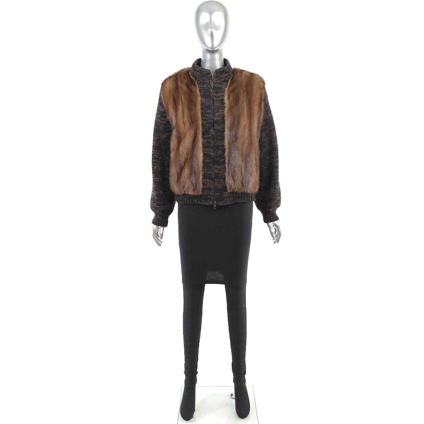 Lunaraine Mink Jacket with Knitted Sleeves- Size S