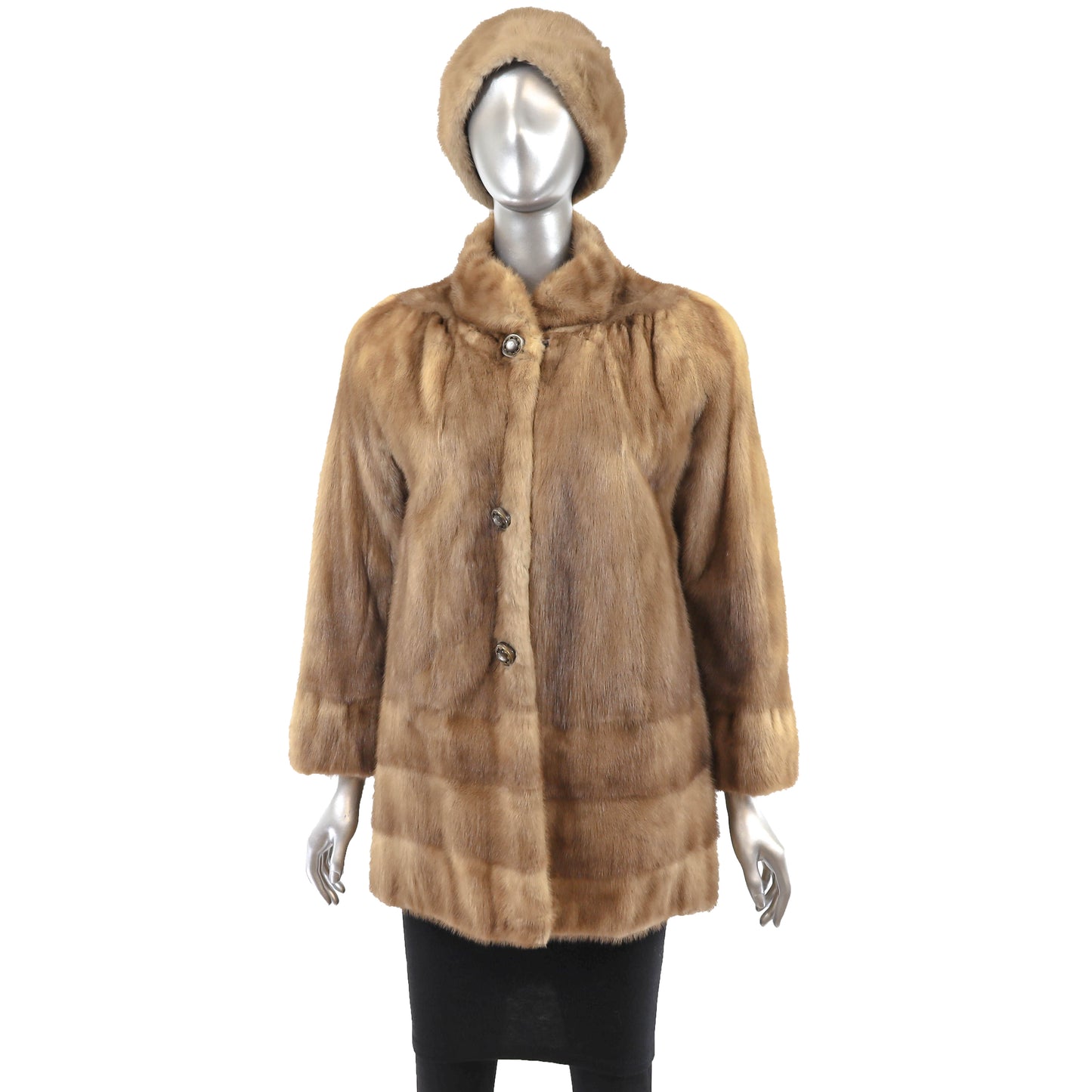 Autumn Haze Mink Jacket with Matching Hat- Size L