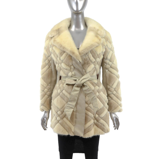 Ivory Mink and Leather Jacket- Size S