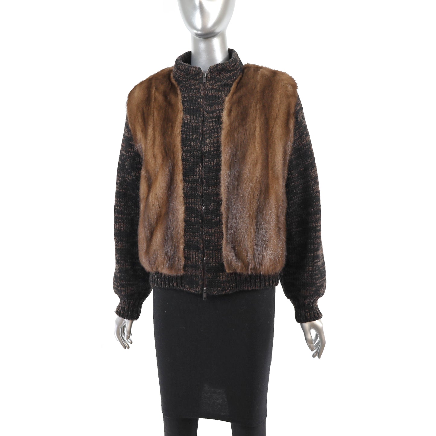 Lunaraine Mink Jacket with Knitted Sleeves- Size S