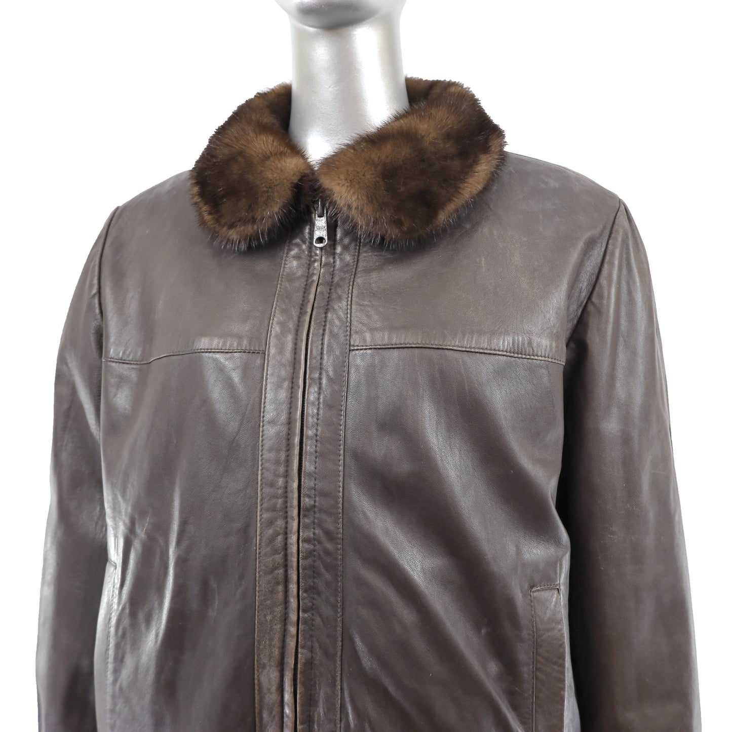 Lunaraine Mink Jacket Reversible to Leather- Size M