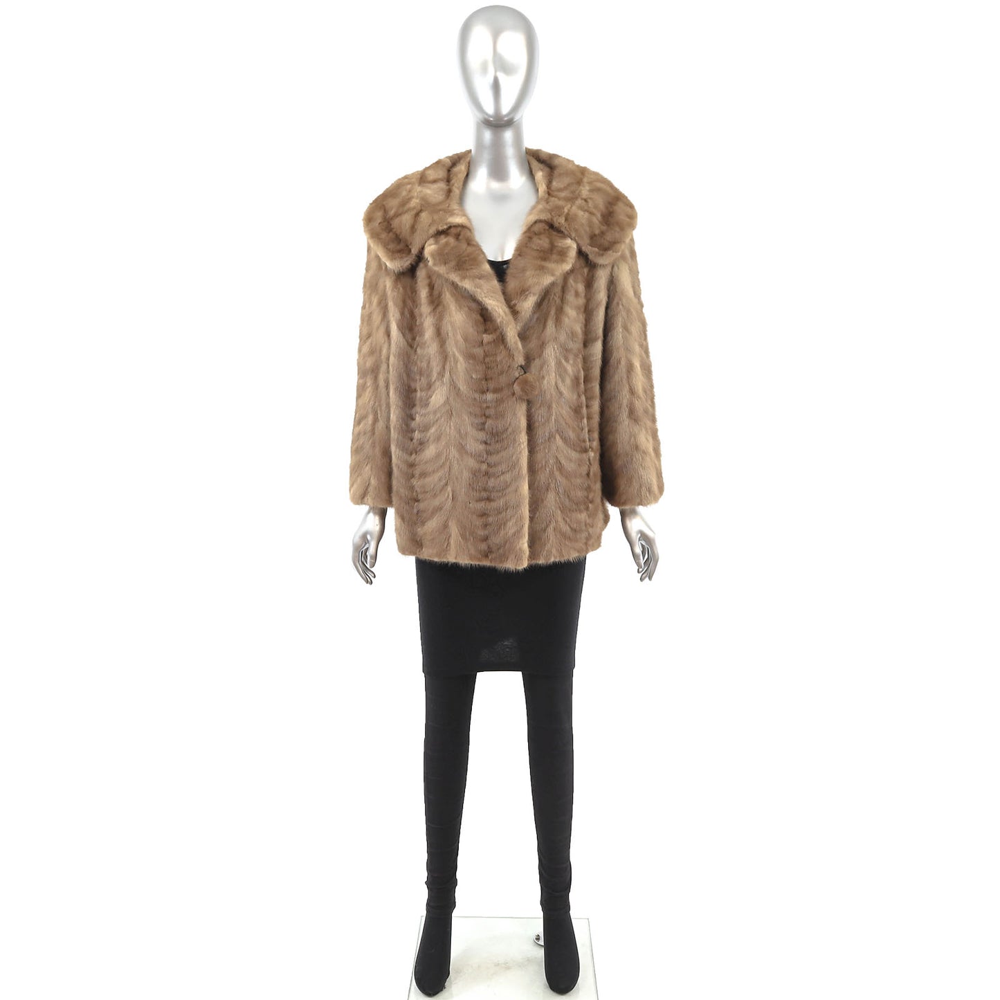 Light Brown Section Mink Jacket- Size XL