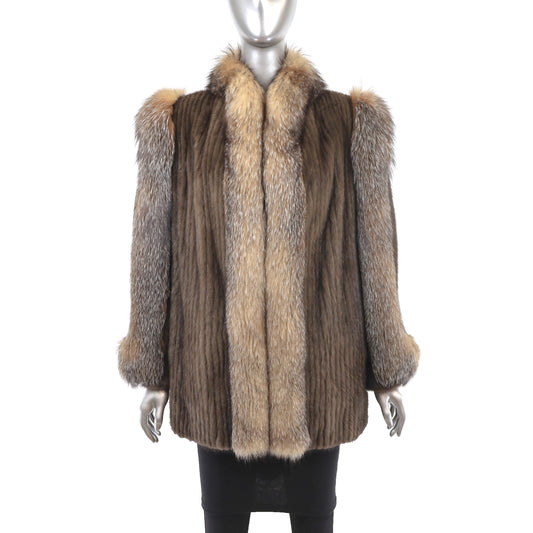 Lunaraine Corded Mink Jacket with Crystal Fox- Size M