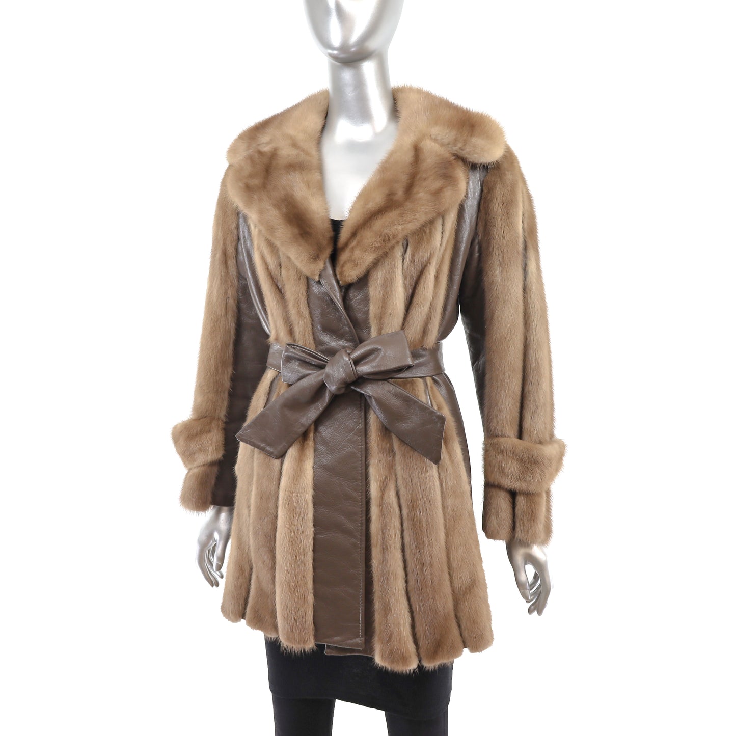 Autumn Haze Mink Jacket with Leather Insert- Size M