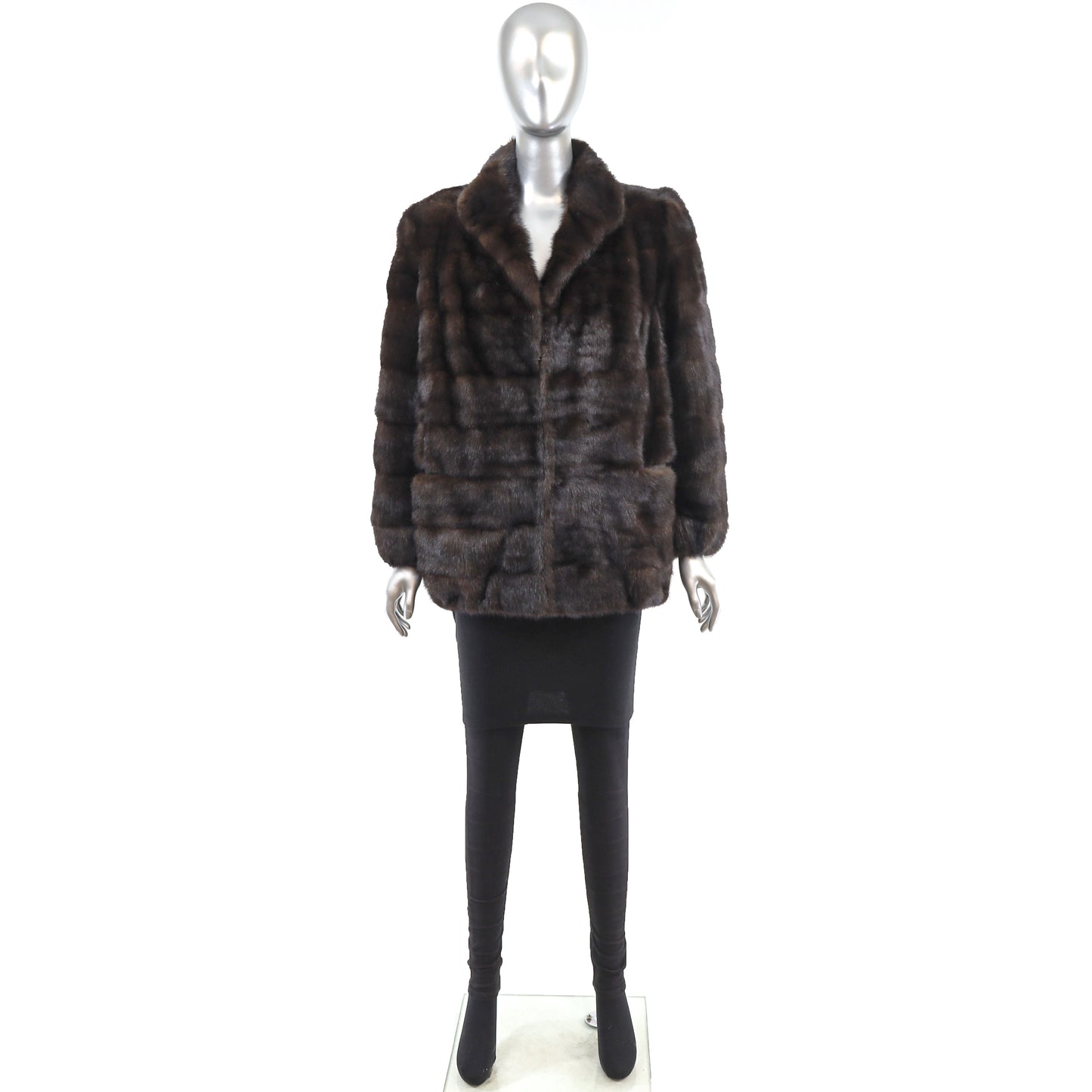 Rosendorf Evans Horizontal Dark Brown Mink Jacket- Size S