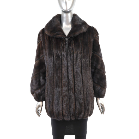 Mahogany Mink Jacket with Suede Insert- Size M