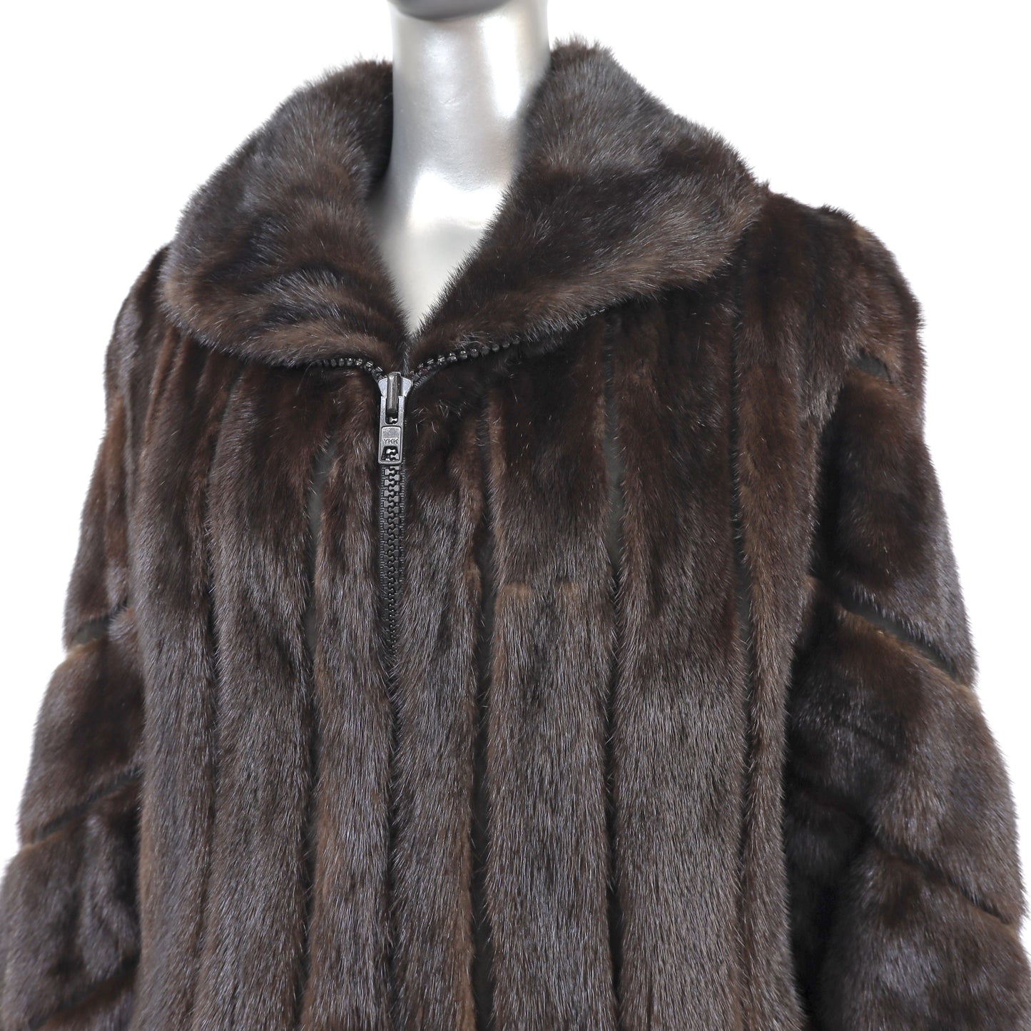 Mahogany Mink Jacket with Suede Insert- Size M