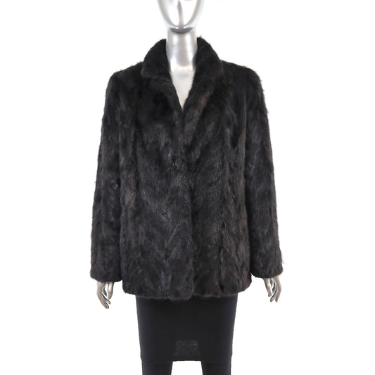 Dark Mahogany Section Mink Jacket- Size M