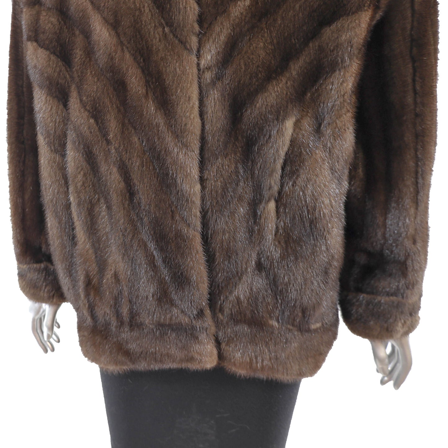 Mahogany Directional Mink Jacket- Size M