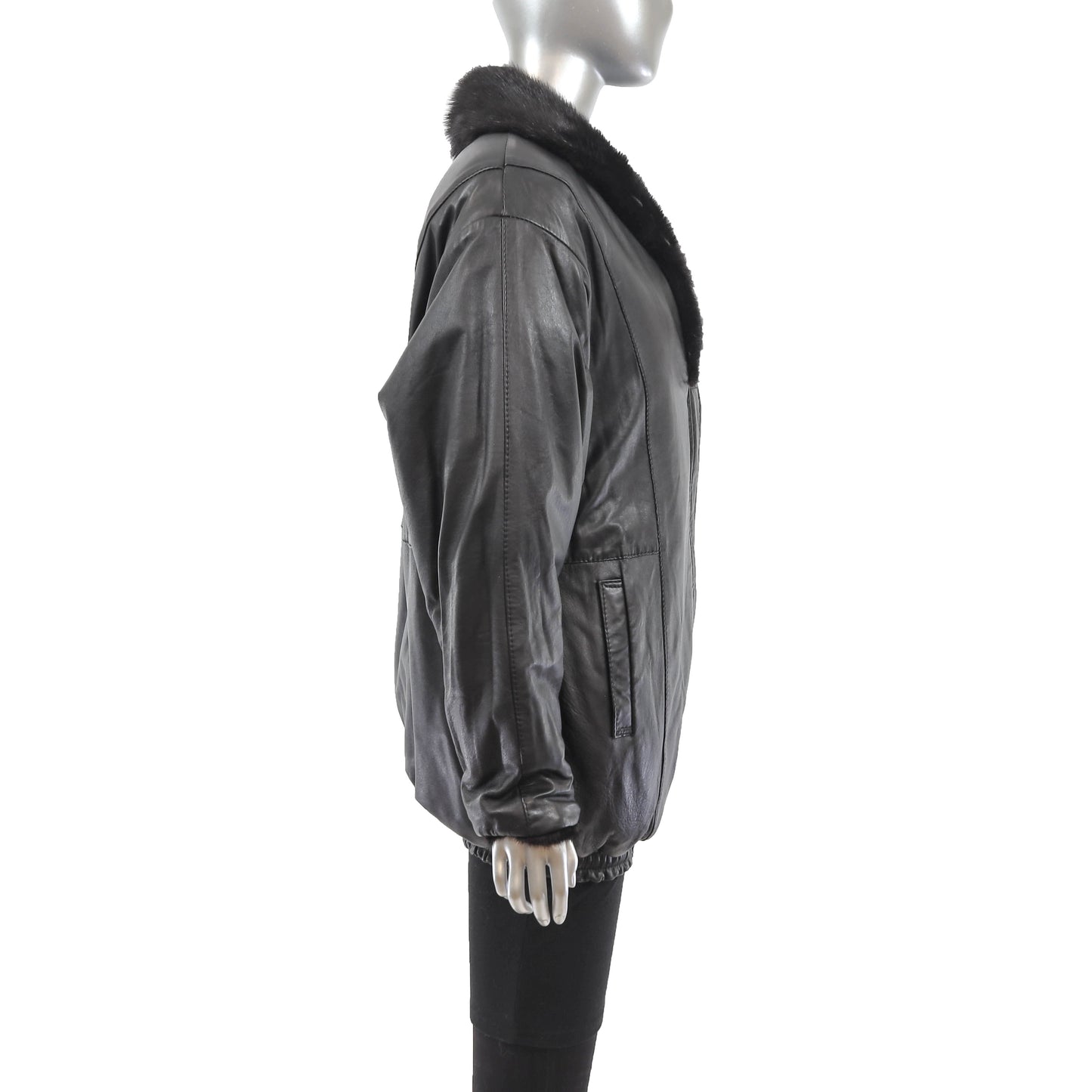 Black Mink Jacket Reversible to Leather- Size M