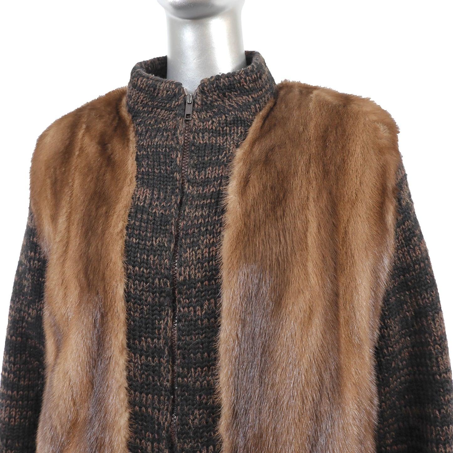 Lunaraine Mink Jacket with Knitted Sleeves- Size S