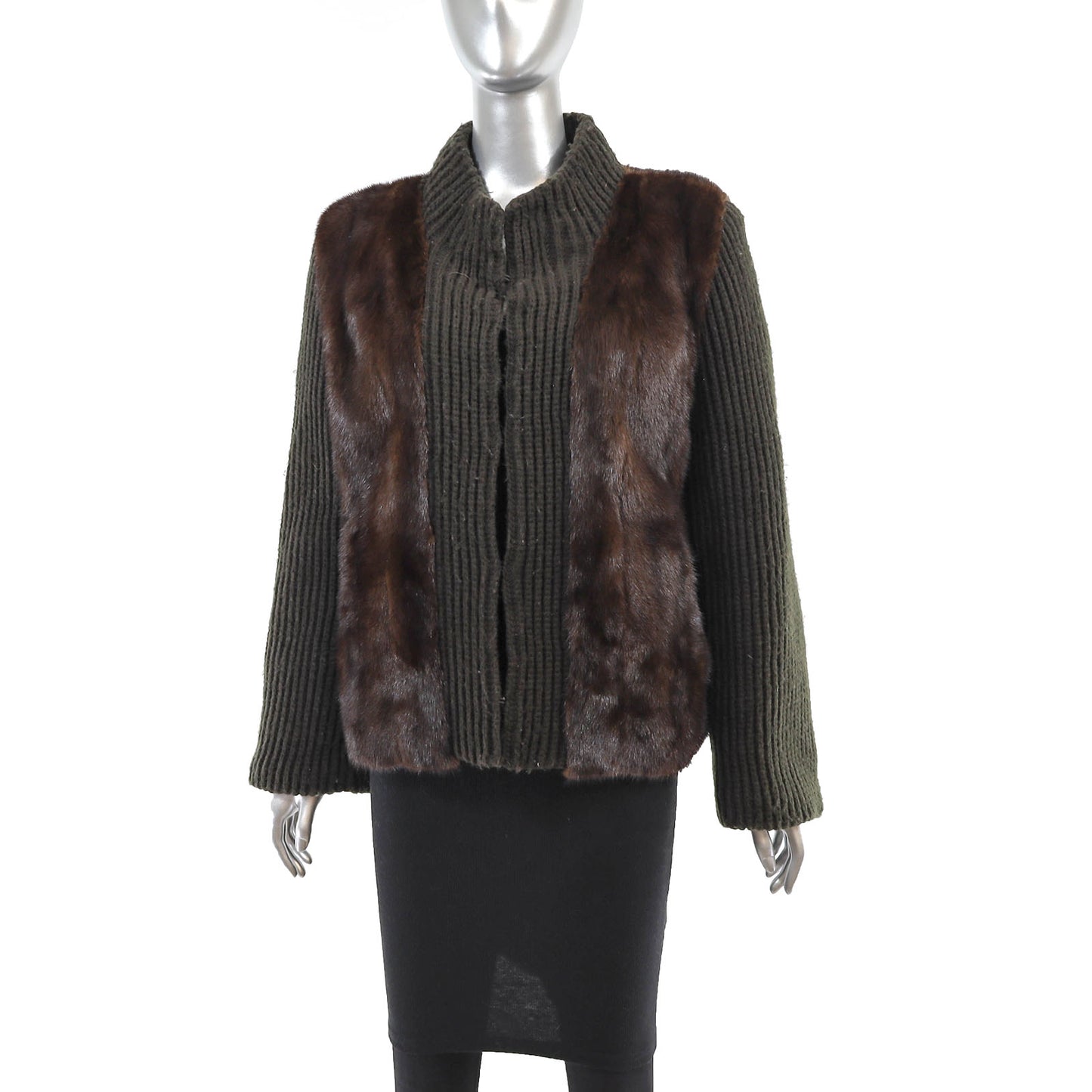 Mink Jacket with Knitted Sleeves- Size S