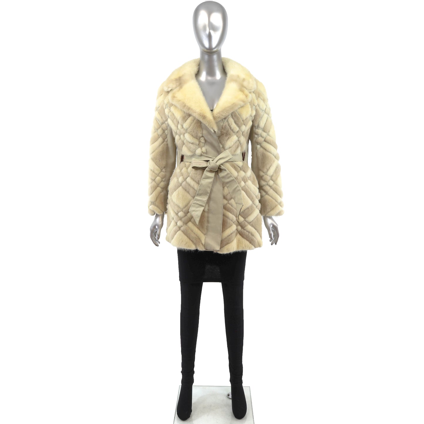 Ivory Mink and Leather Jacket- Size S