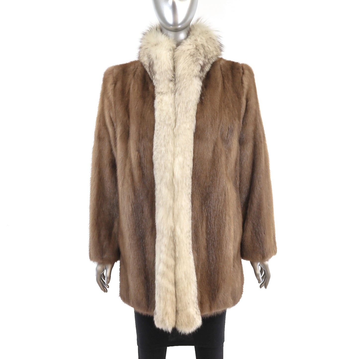 Autumn Haze Mink Jacket with Fox Tuxedo- Size M