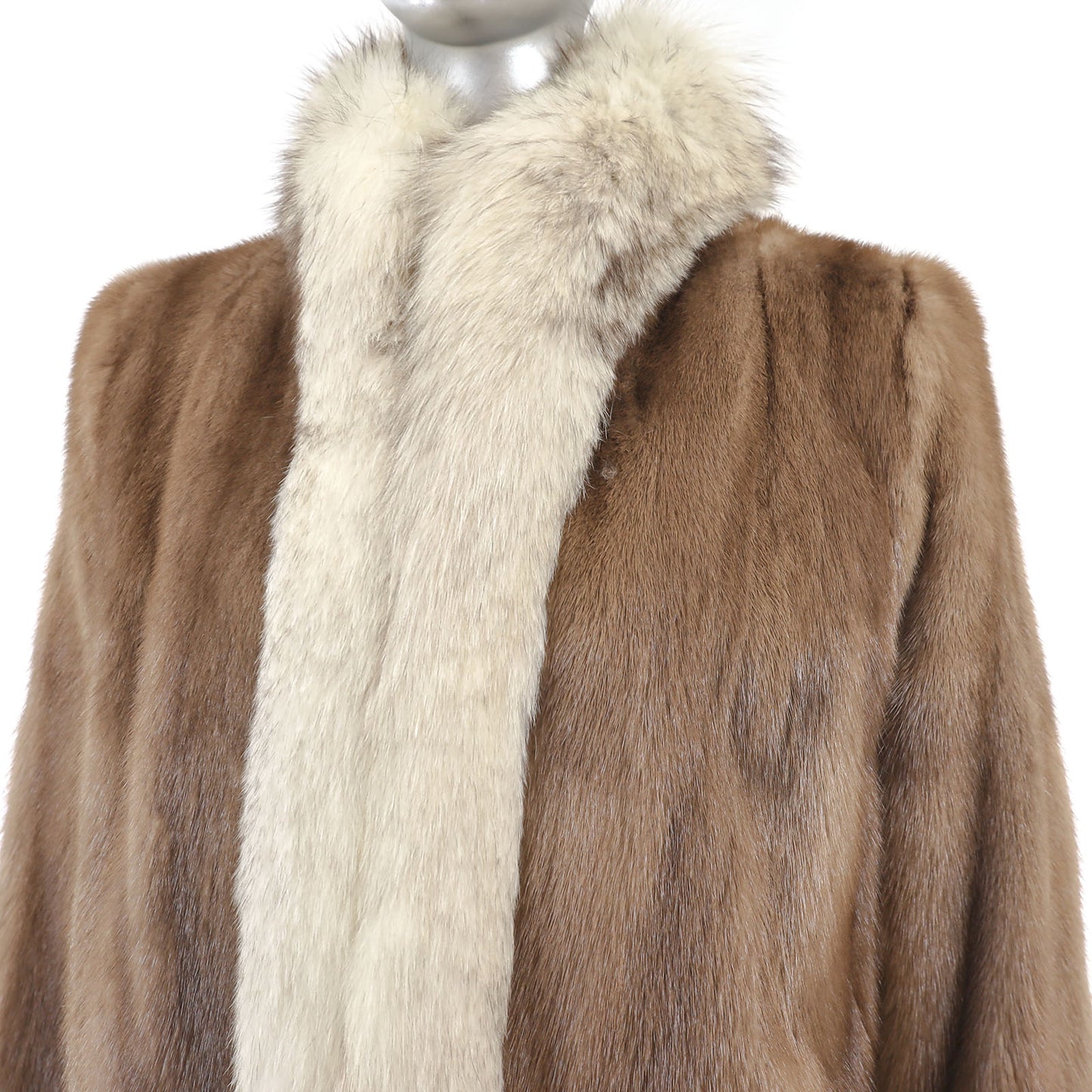 Autumn Haze Mink Jacket with Fox Tuxedo- Size M