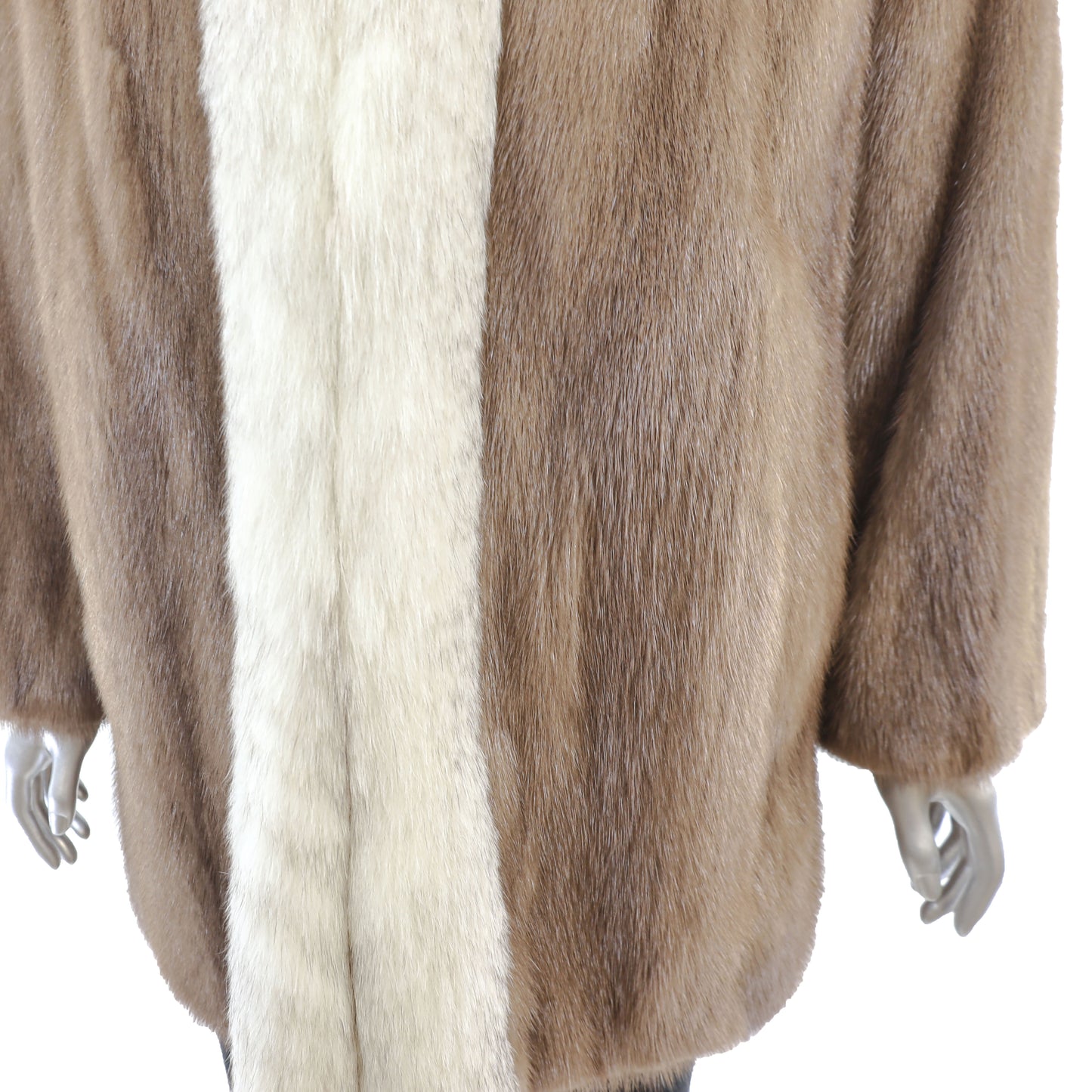 Autumn Haze Mink Jacket with Fox Tuxedo- Size M