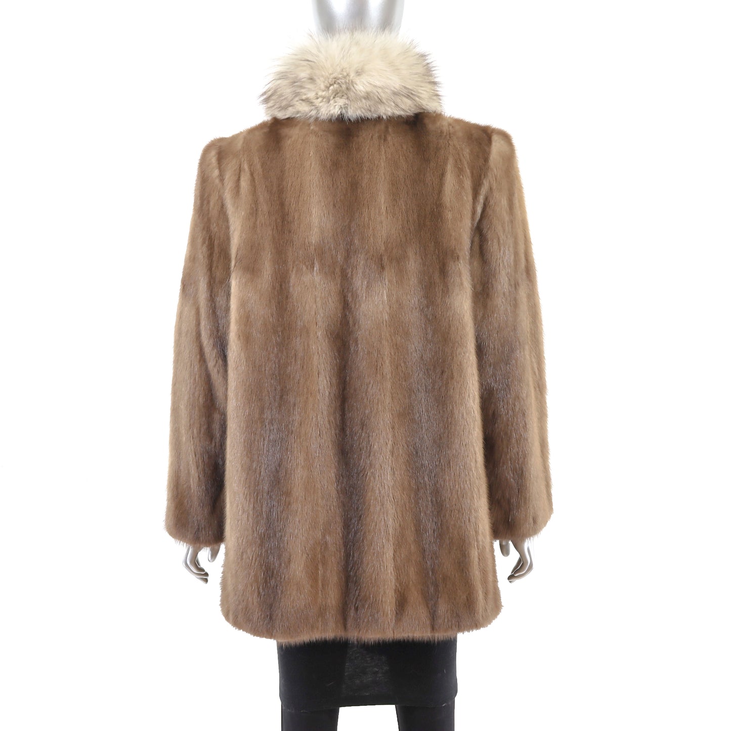 Autumn Haze Mink Jacket with Fox Tuxedo- Size M