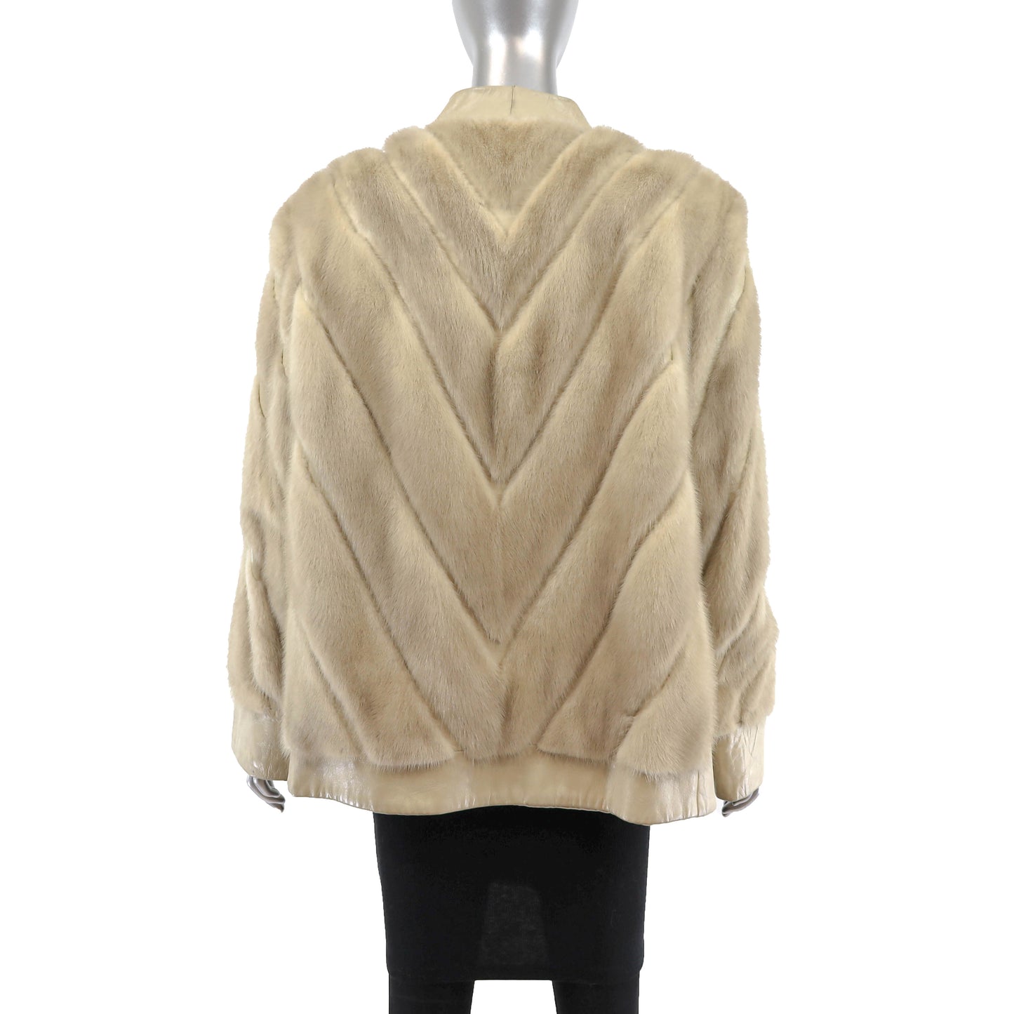 Ivory Mink Jacket with Leather Insert- Size L