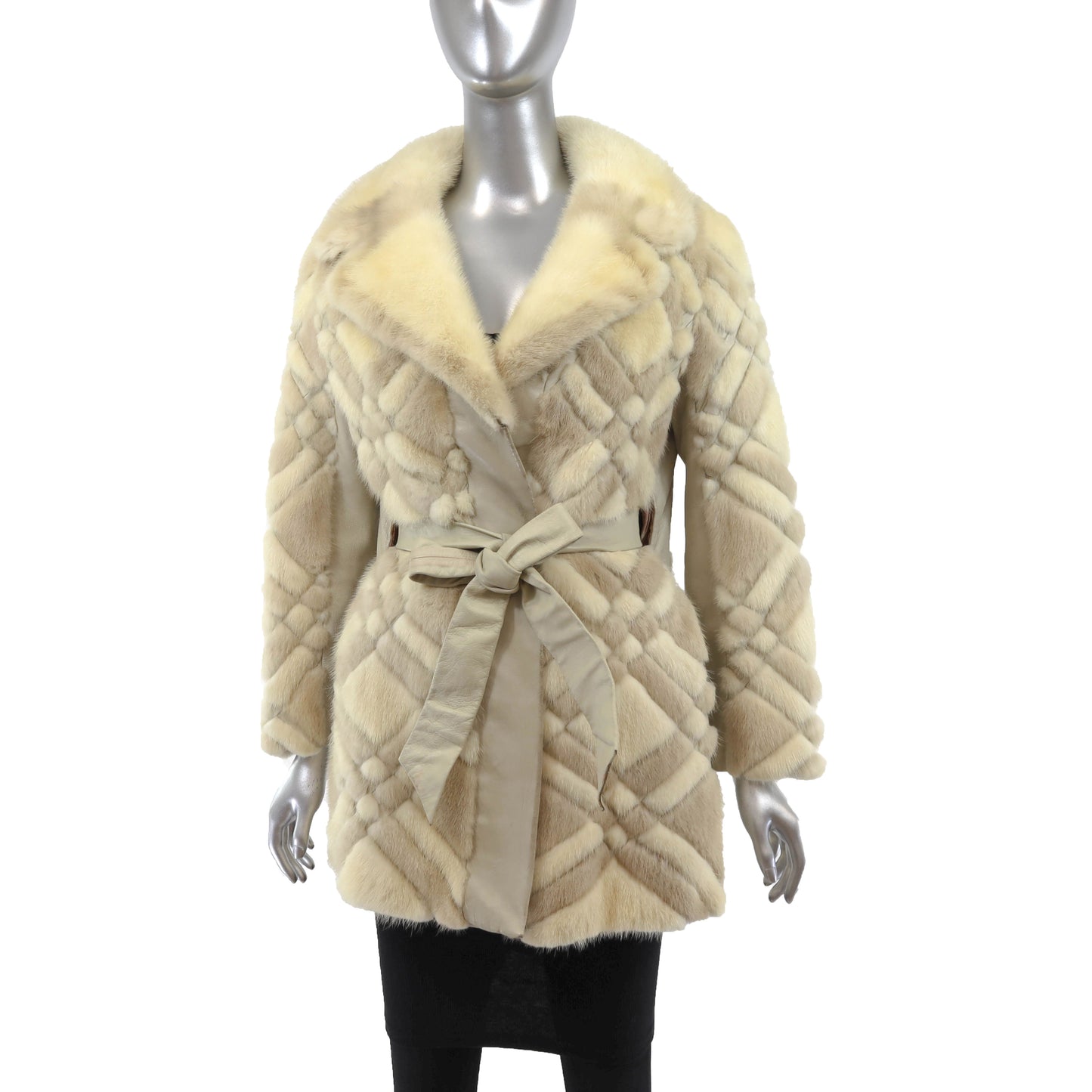 Ivory Mink and Leather Jacket- Size S