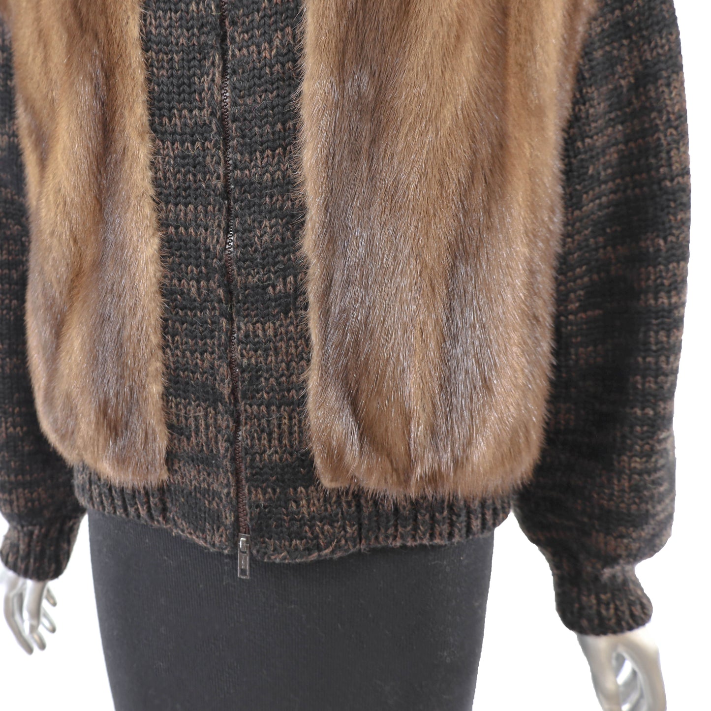 Lunaraine Mink Jacket with Knitted Sleeves- Size S