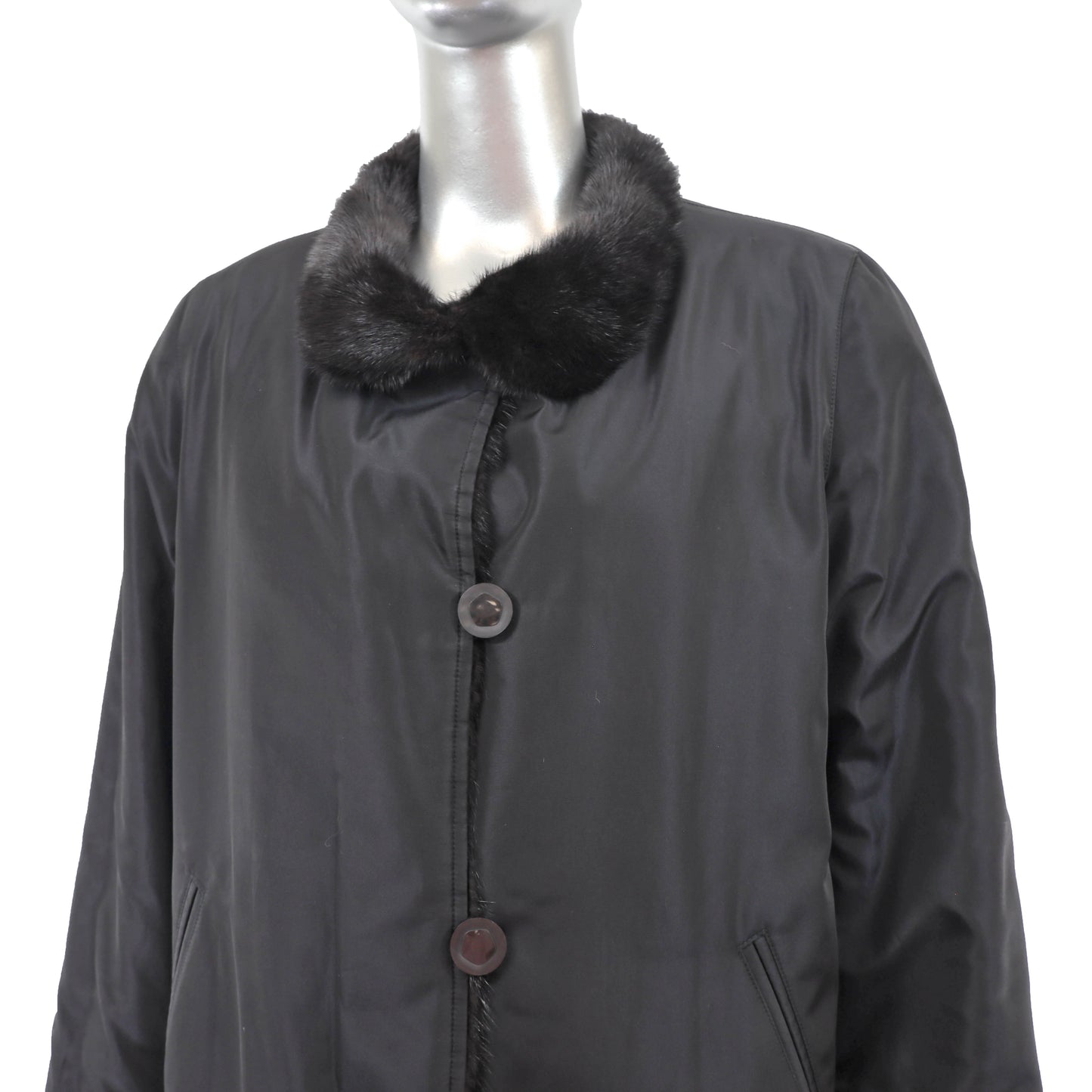 Dark Brown Eyelash Mink Reversible Jacket- Size M