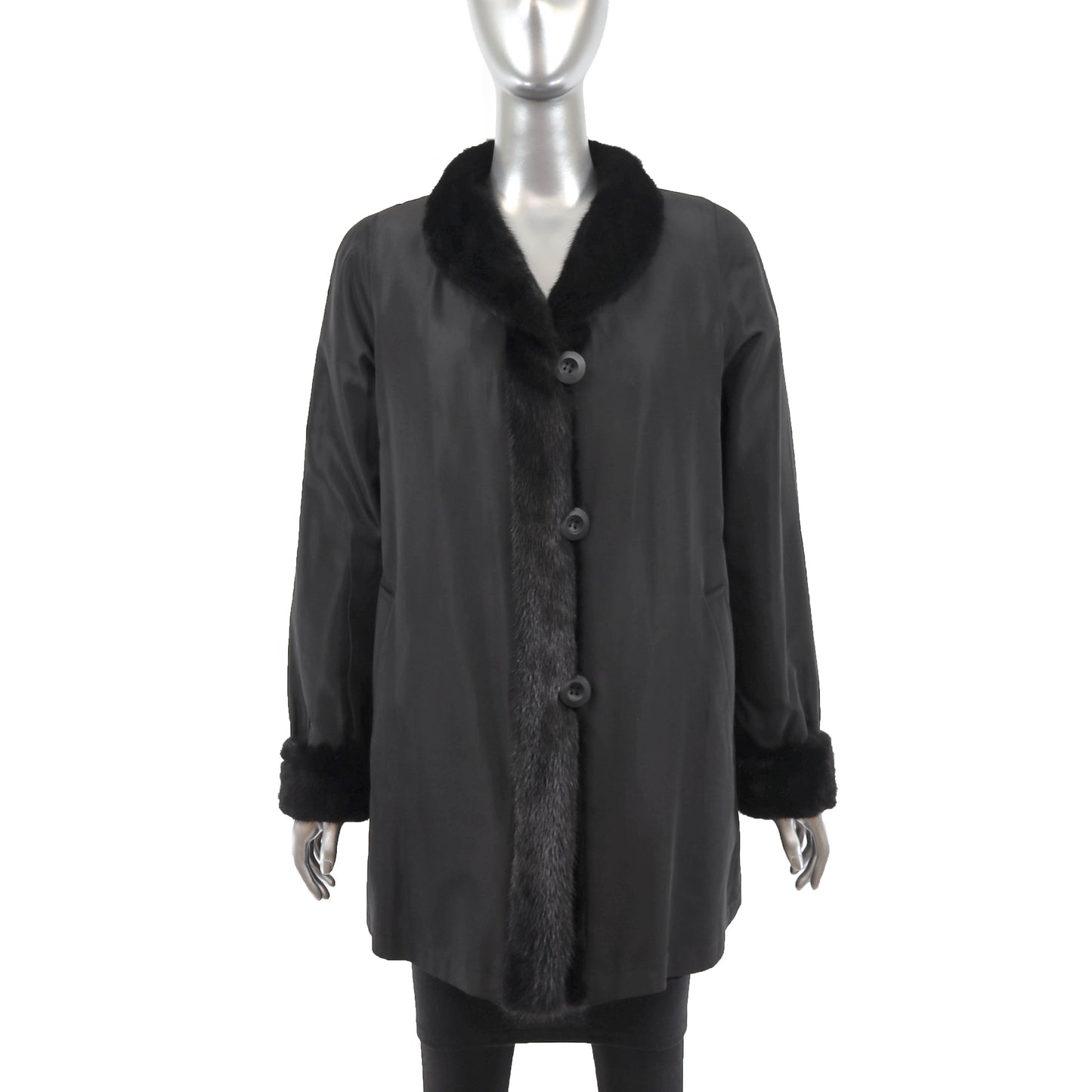 Black Sheared Reversible Mink Jacket- Size M