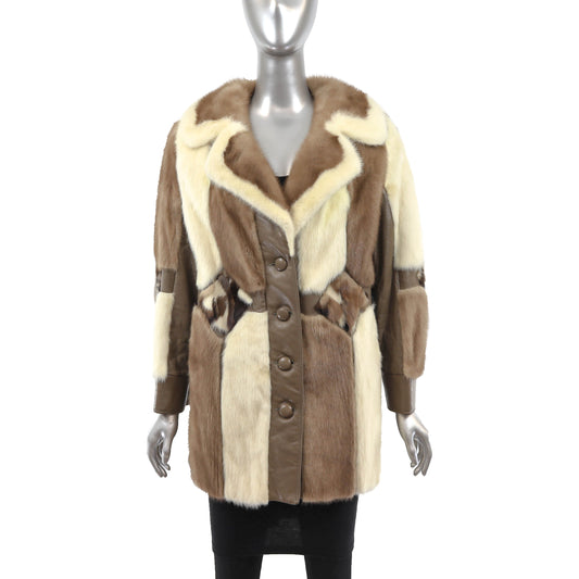 Mink Jacket with Leather- Size M