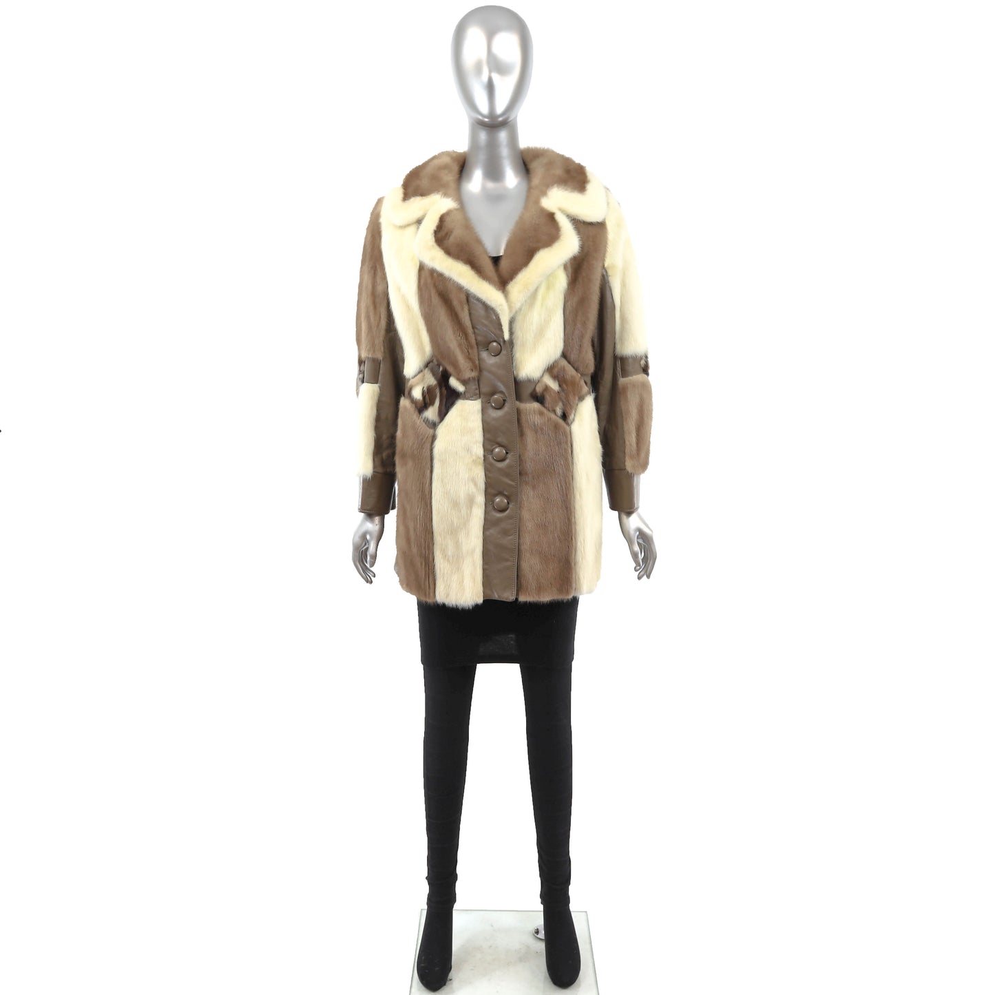 Mink Jacket with Leather- Size M