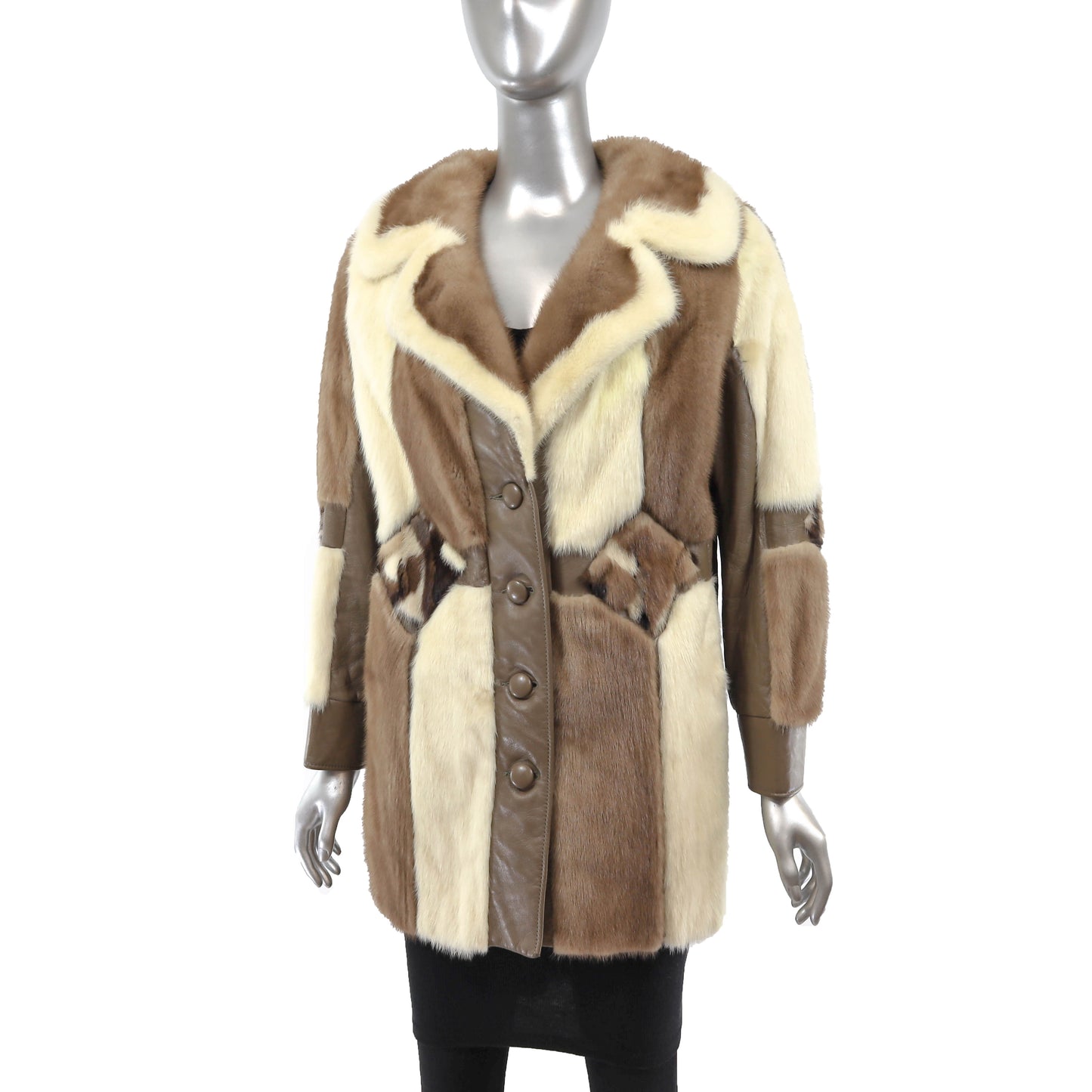 Mink Jacket with Leather- Size M