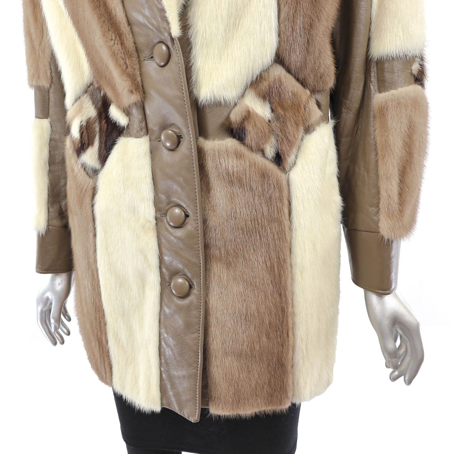 Mink Jacket with Leather- Size M