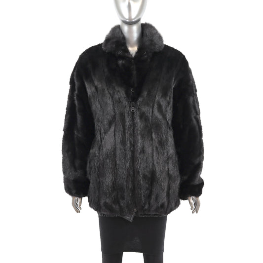 Black Mink Jacket Reversible to Leather- Size M