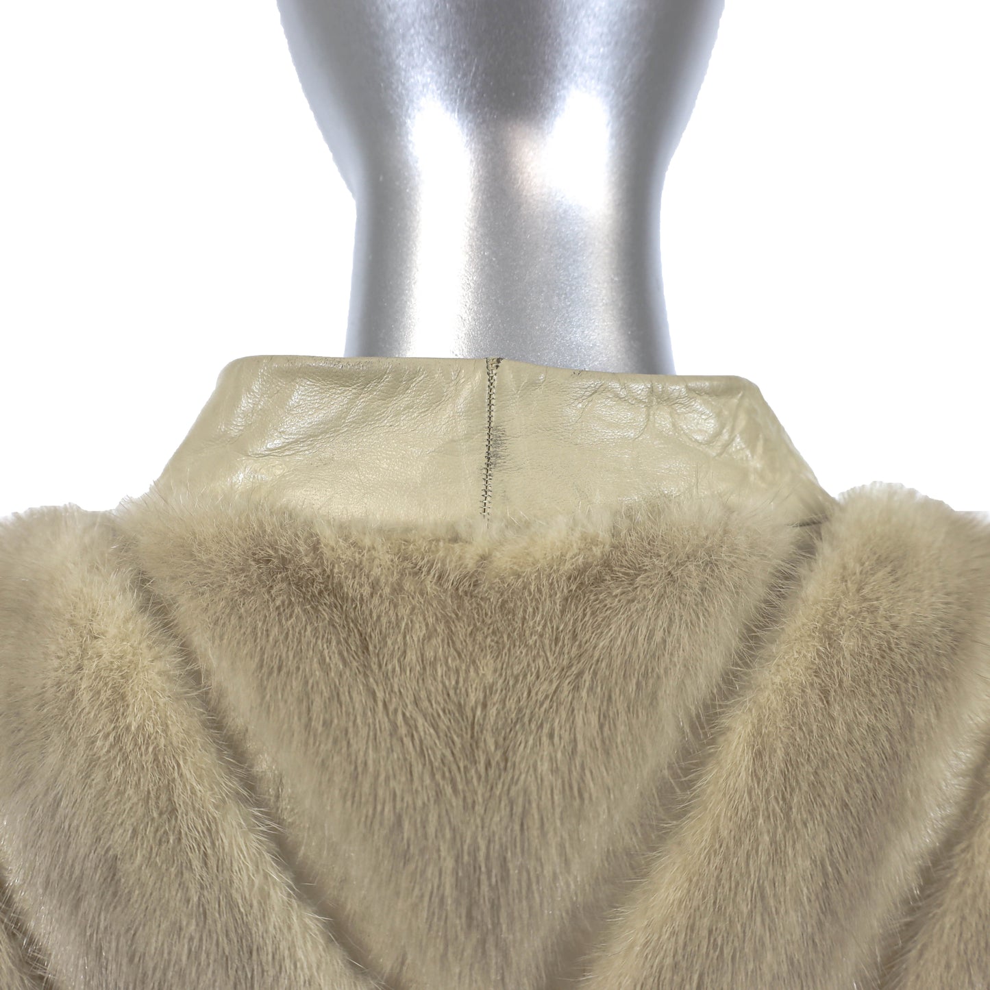 Ivory Mink Jacket with Leather Insert- Size L