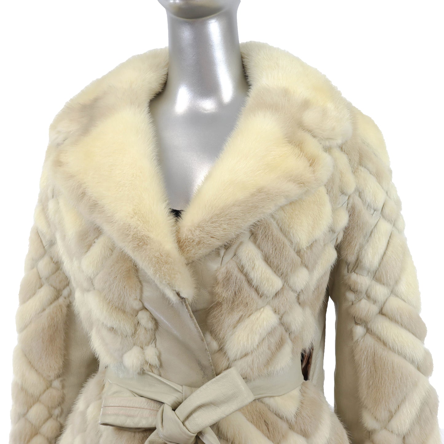 Ivory Mink and Leather Jacket- Size S