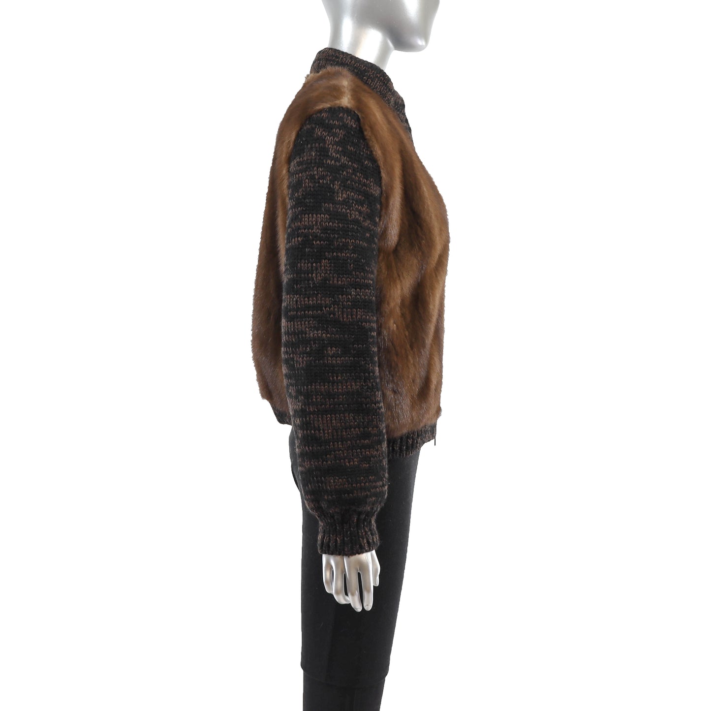 Lunaraine Mink Jacket with Knitted Sleeves- Size S