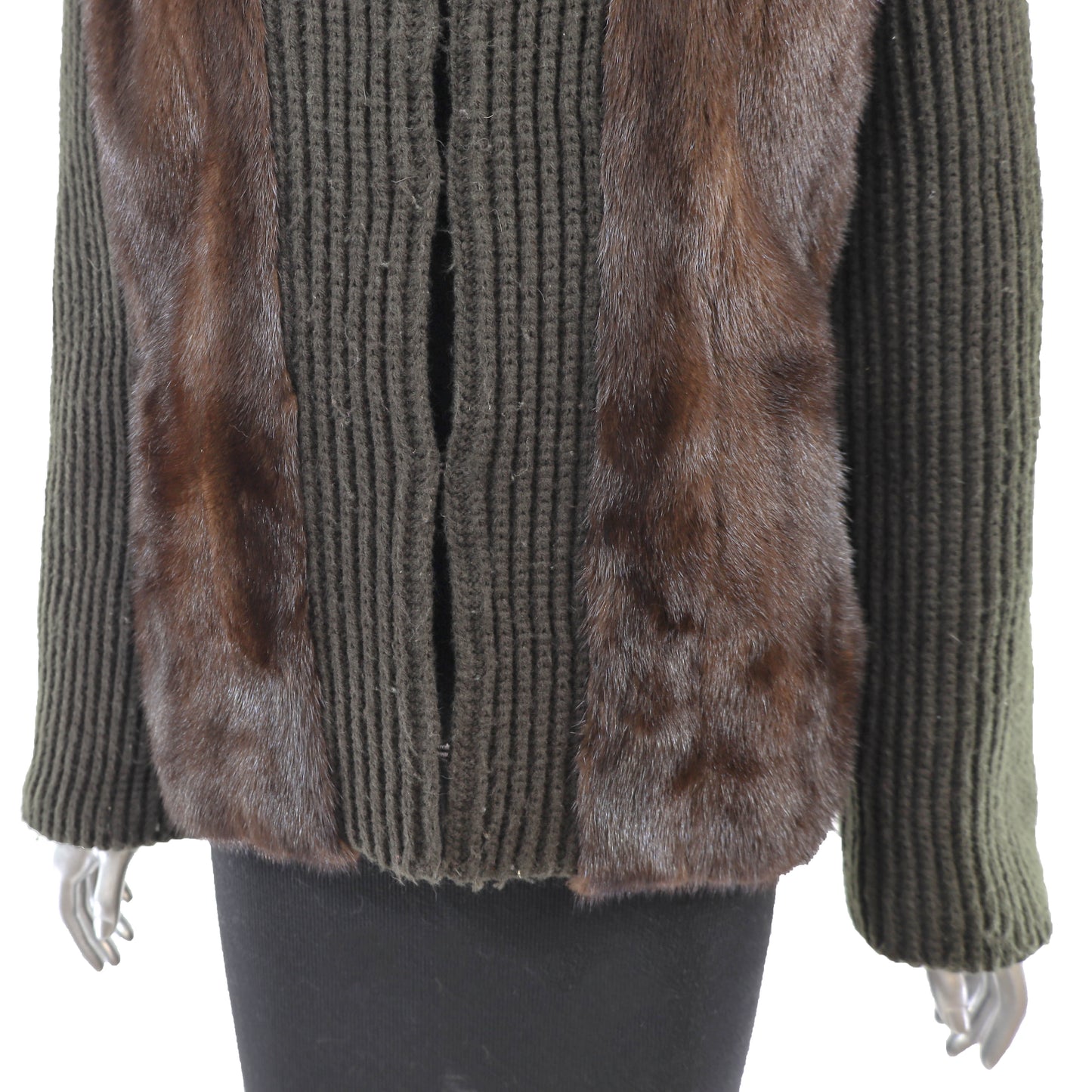 Mink Jacket with Knitted Sleeves- Size S