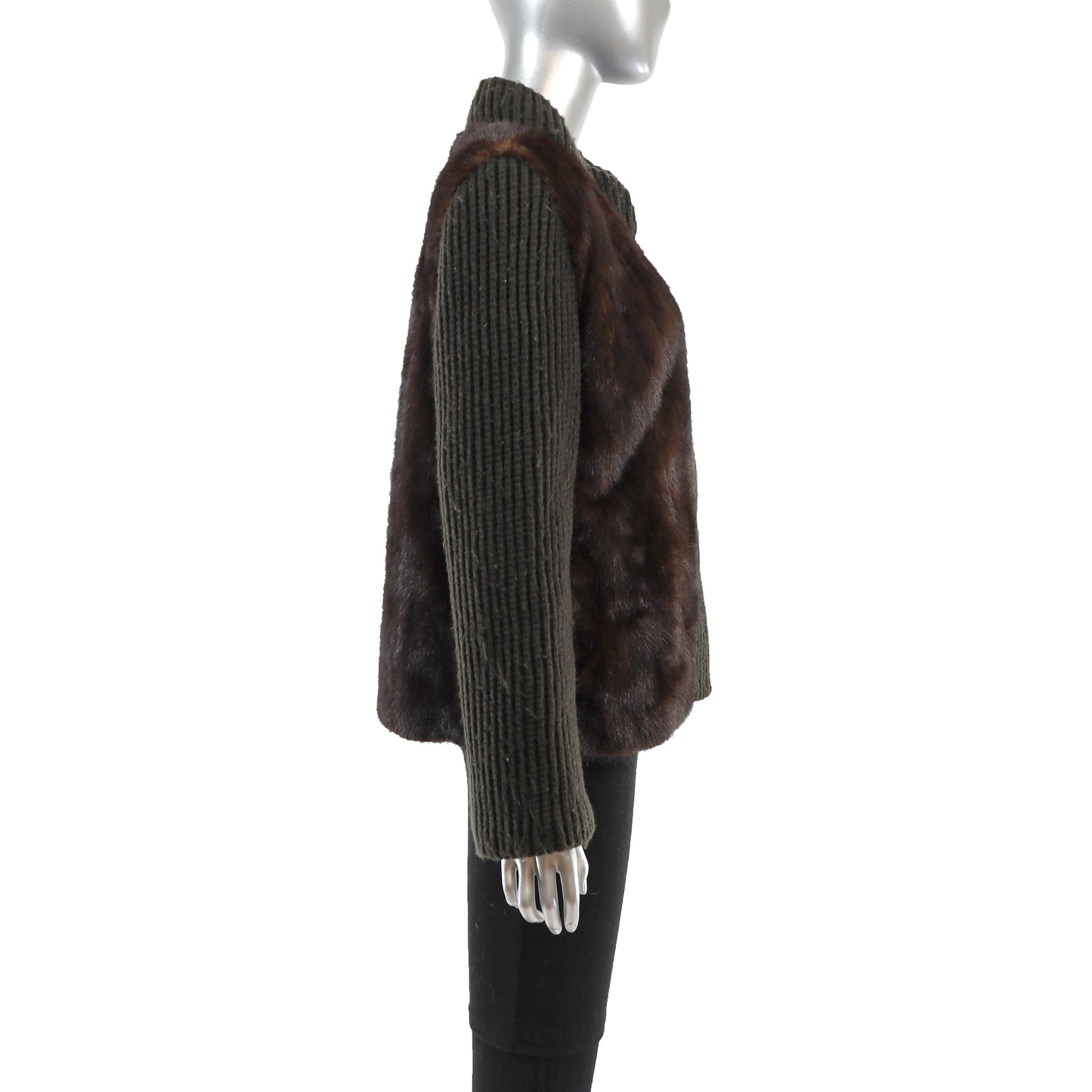 Mink Jacket with Knitted Sleeves- Size S